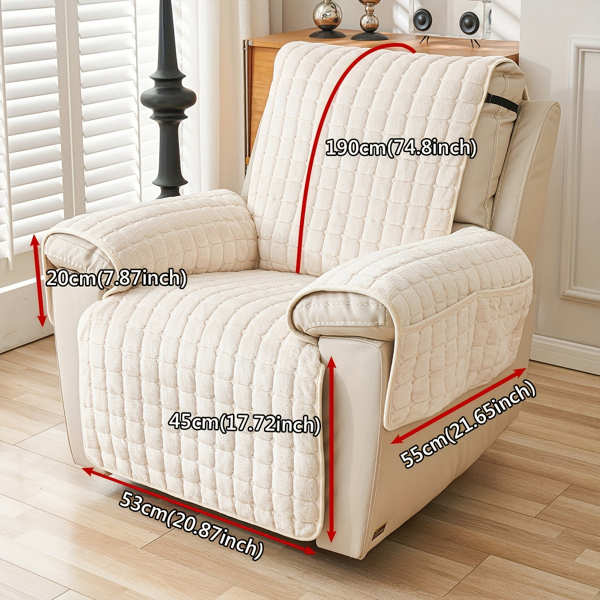 Protector de felpa para sillón con cubierta para reposabrazos
