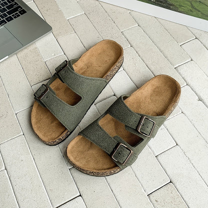 Sandalias retro con doble hebilla ajustable para hombre: cómodas y con estilo.