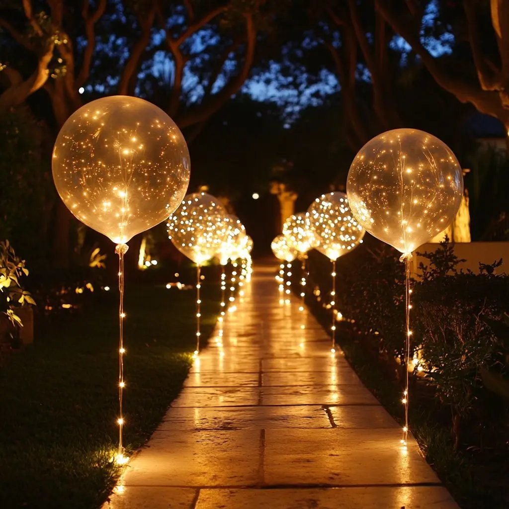 Transparente LED-Ballons mit warmweißer Lichterkette – 10er-Set