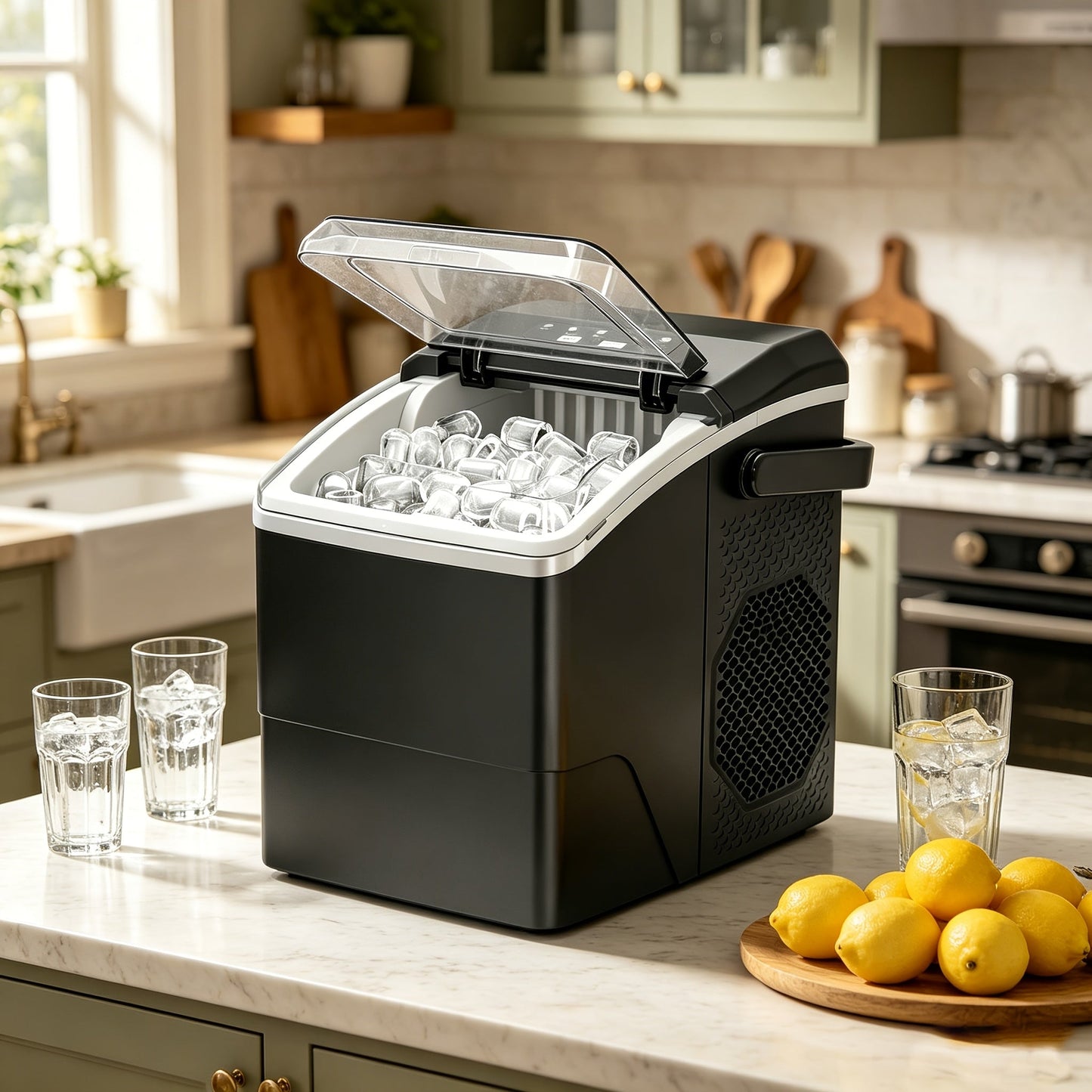Kompakte Eiswürfelmaschine mit Zwei Eiswürfelformaten und Schneller Produktion