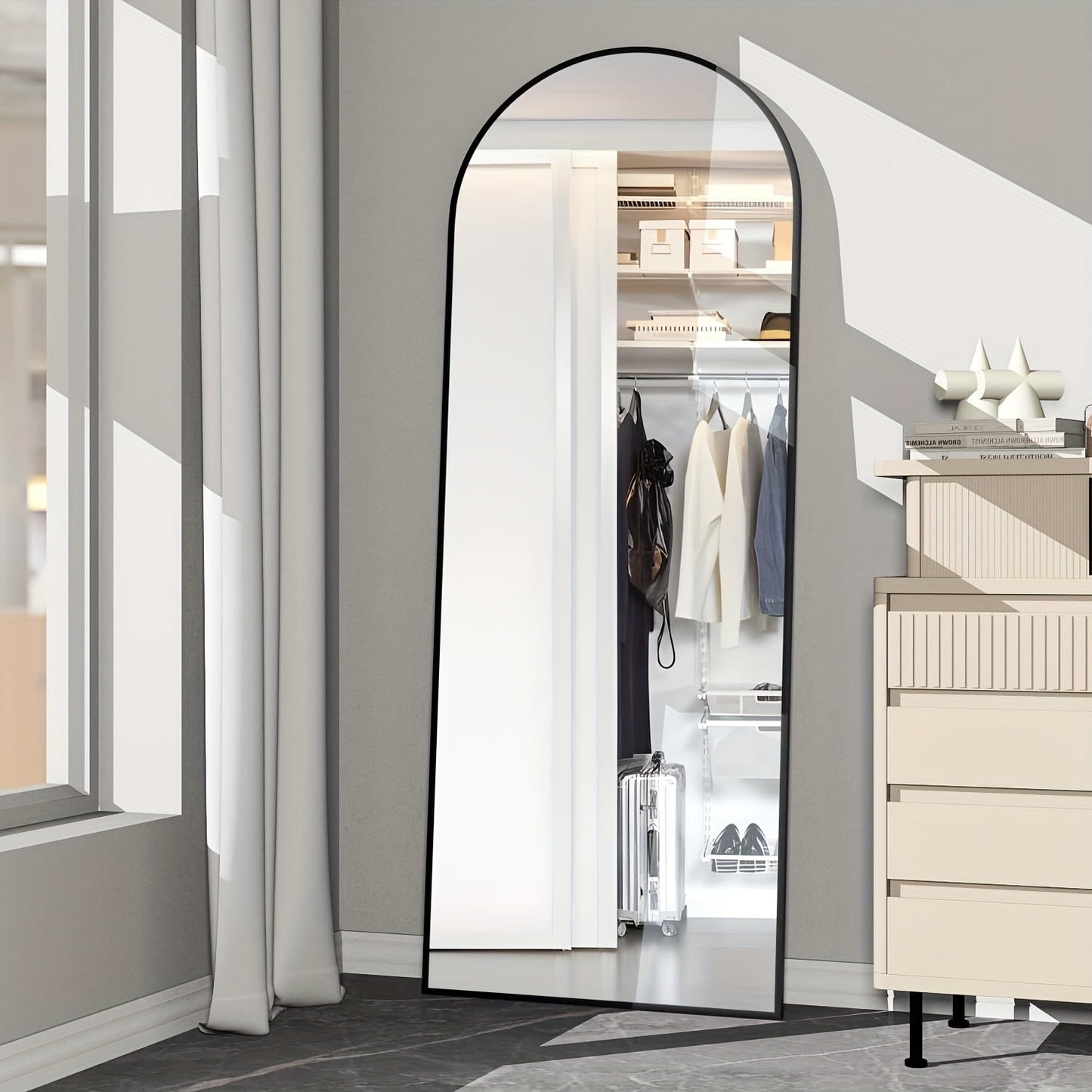 Espejo curvo de cuerpo entero: elegante y funcional