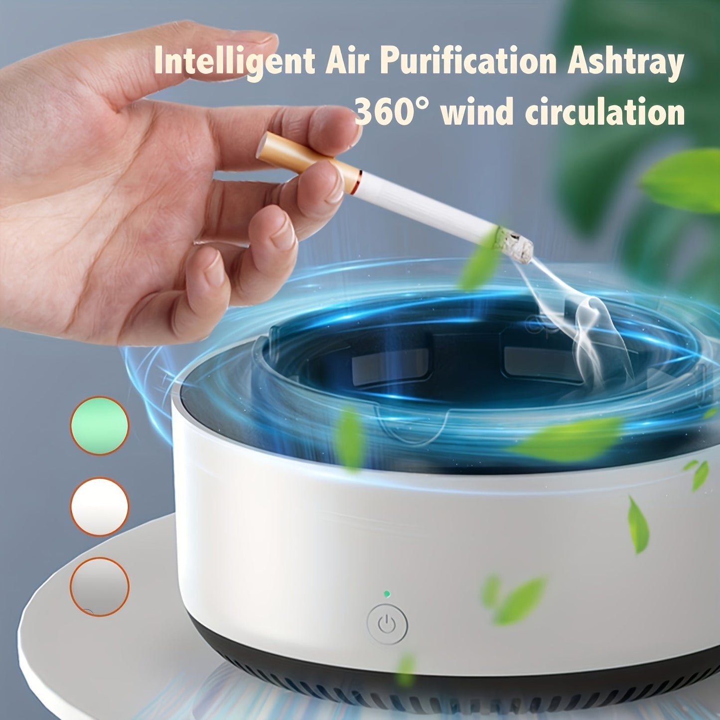 Cenicero inteligente con purificador de aire: eliminación eficaz de humo y olores con un diseño elegante.