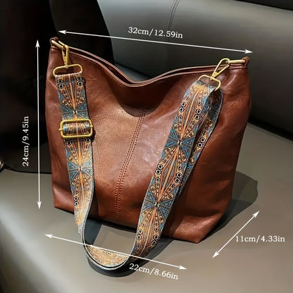 Široka geometrijska torba – Crossbody s velikim kapacitetom i retro štihom