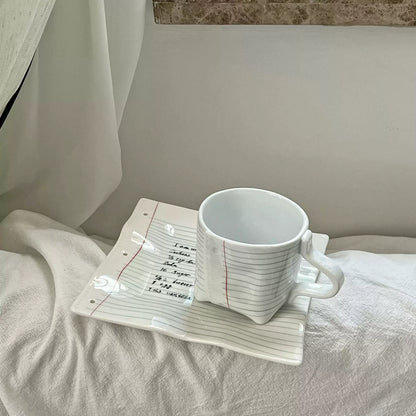 Conjunto de canecas de cerâmica com design de bloco de notas
