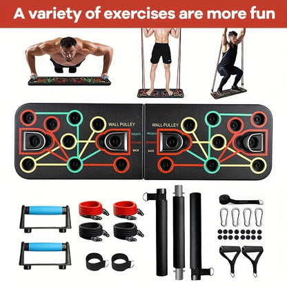 Push-up set za plank s ručkama, trakama za otpor i dodacima – idealno za prsa i trbuh