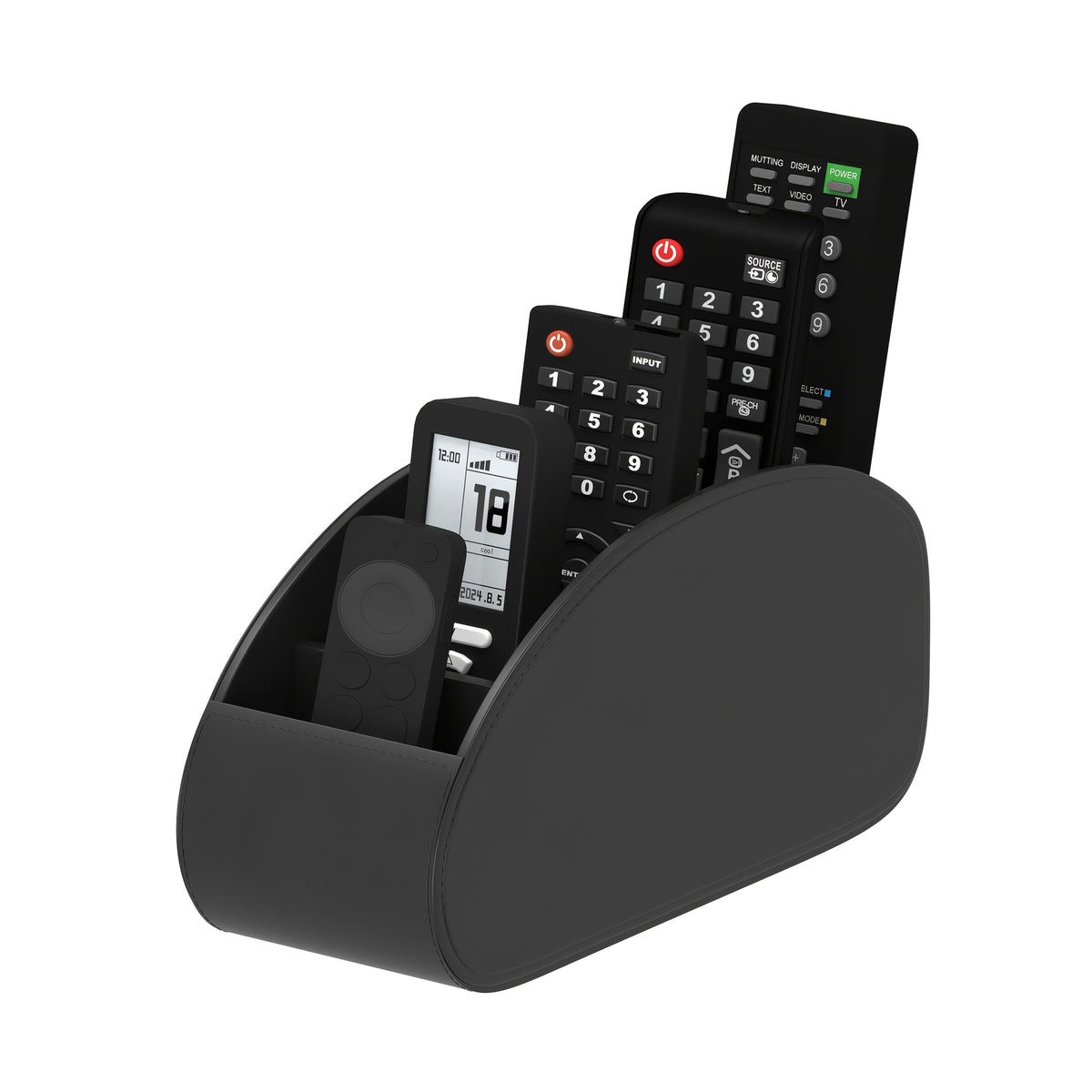 Soporte para mandos a distancia con 5 compartimentos