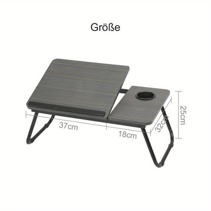 Mesa de cama dobrável para portátil com suporte para bebidas