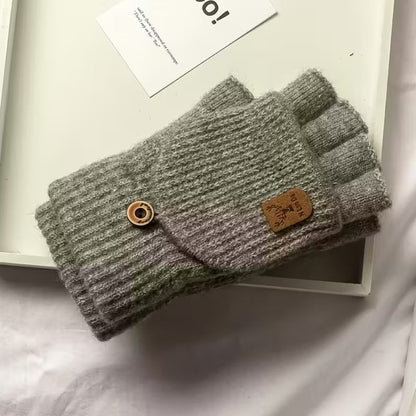 Fingerlose Herren-Strickhandschuhe mit Klappfunktion