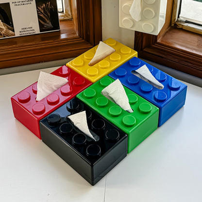 Caja de pañuelos con diseño de bloques, fabricada en plástico ABS