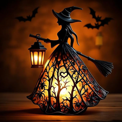 Figura de bruja iluminada como decoración de Halloween