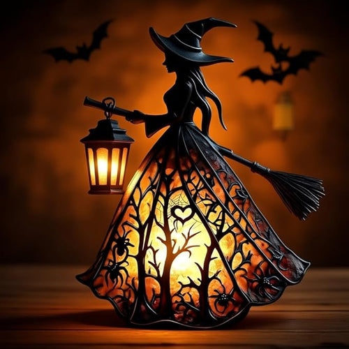 Figura de bruja iluminada como decoración de Halloween