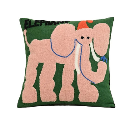 Funda de almohada con motivos de animales bordados