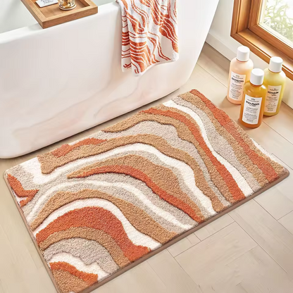Alfombrilla de baño mullida con ondas y base antideslizante