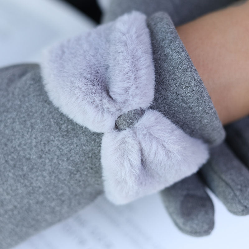 Warme Damen Winterhandschuhe mit Schleife