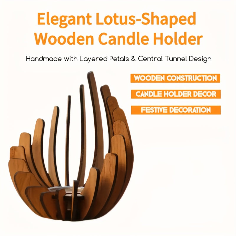 Candelabro de loto bohemio: diseño artesanal en capas de madera