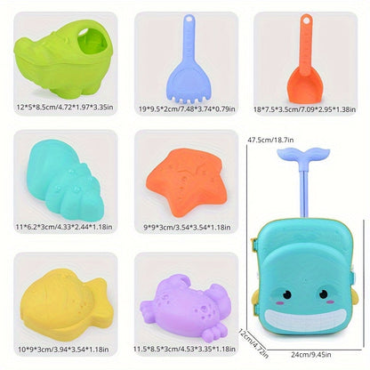 Set igračaka za plažu s motivom kita za bebe – 8-dijelni putni komplet