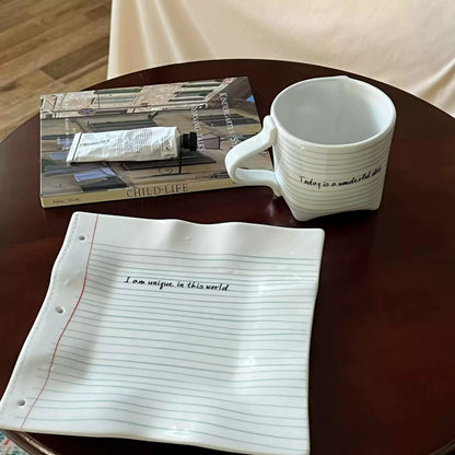 Conjunto de canecas de cerâmica com design de bloco de notas