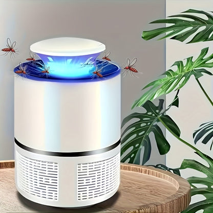 Lâmpada USB silenciosa para mosquitos – Capturador automático de insetos com luz azul.