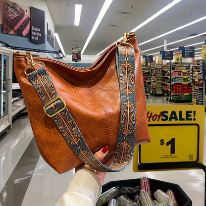 Široka geometrijska torba – Crossbody s velikim kapacitetom i retro štihom