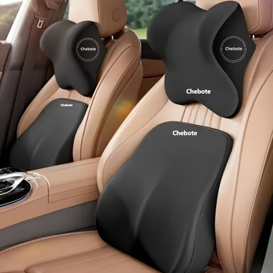 Juego de cojines ergonómicos para asiento de coche: espuma viscoelástica que ofrece soporte lumbar y cervical.