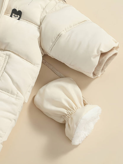 Mono de bebé Snowy: mono de invierno cálido con capucha para uso en exteriores