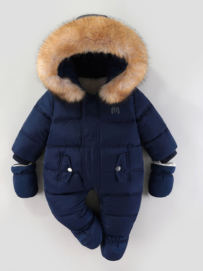 Mono de bebé Snowy: mono de invierno cálido con capucha para uso en exteriores