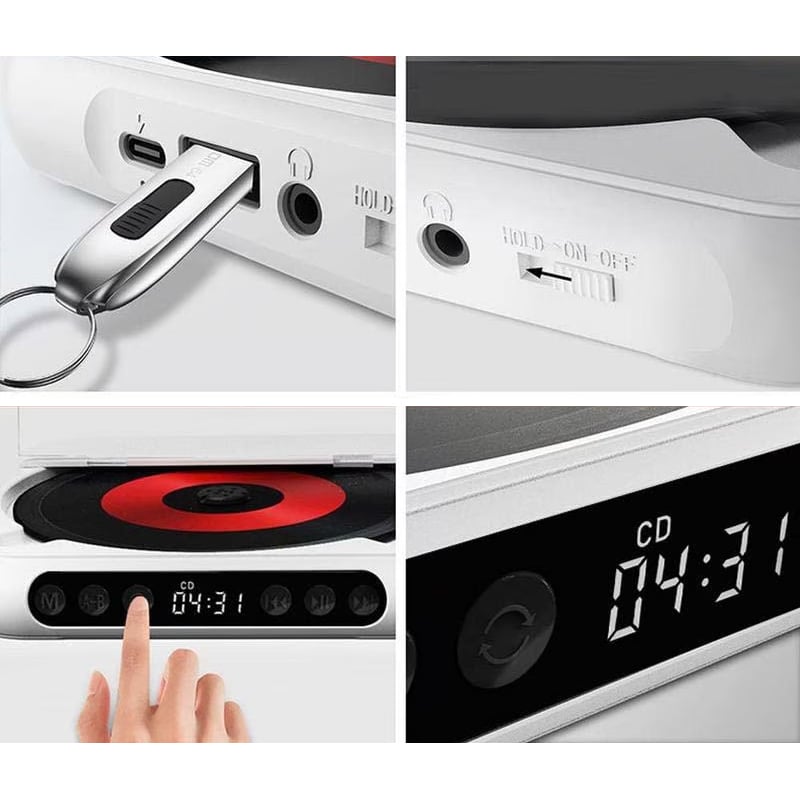 Tragbarer Bluetooth CD-Player mit integriertem Lautsprecher