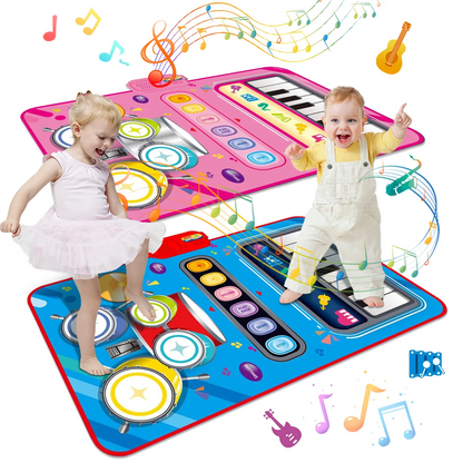 Alfombra musical interactiva para niños con piano y tambores