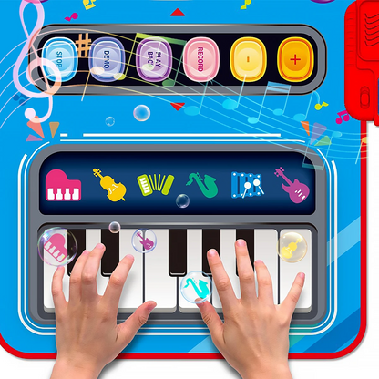 Alfombra musical interactiva para niños con piano y tambores