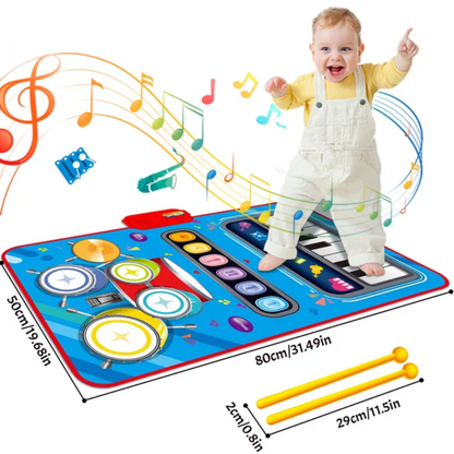 Alfombra musical interactiva para niños con piano y tambores
