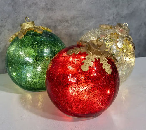 Bola navideña LED con temporizador y luz cálida