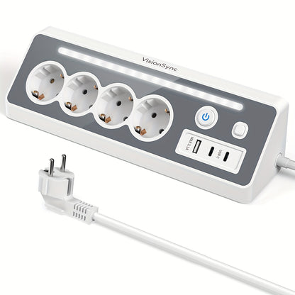 7-in-1 Mehrfachsteckdose mit USB-C Schnellladeanschlüssen