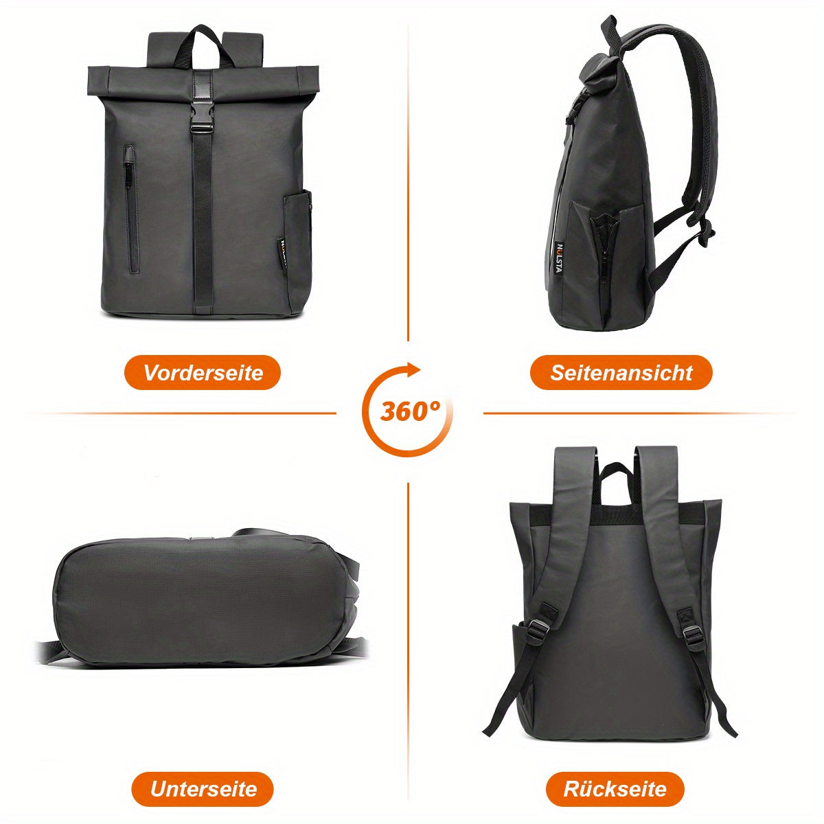 Mochila enrollable ligera con varios compartimentos