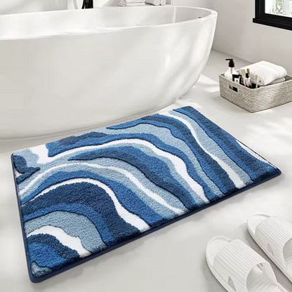 Alfombrilla de baño mullida con ondas y base antideslizante