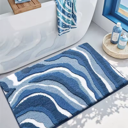 Alfombrilla de baño mullida con ondas y base antideslizante