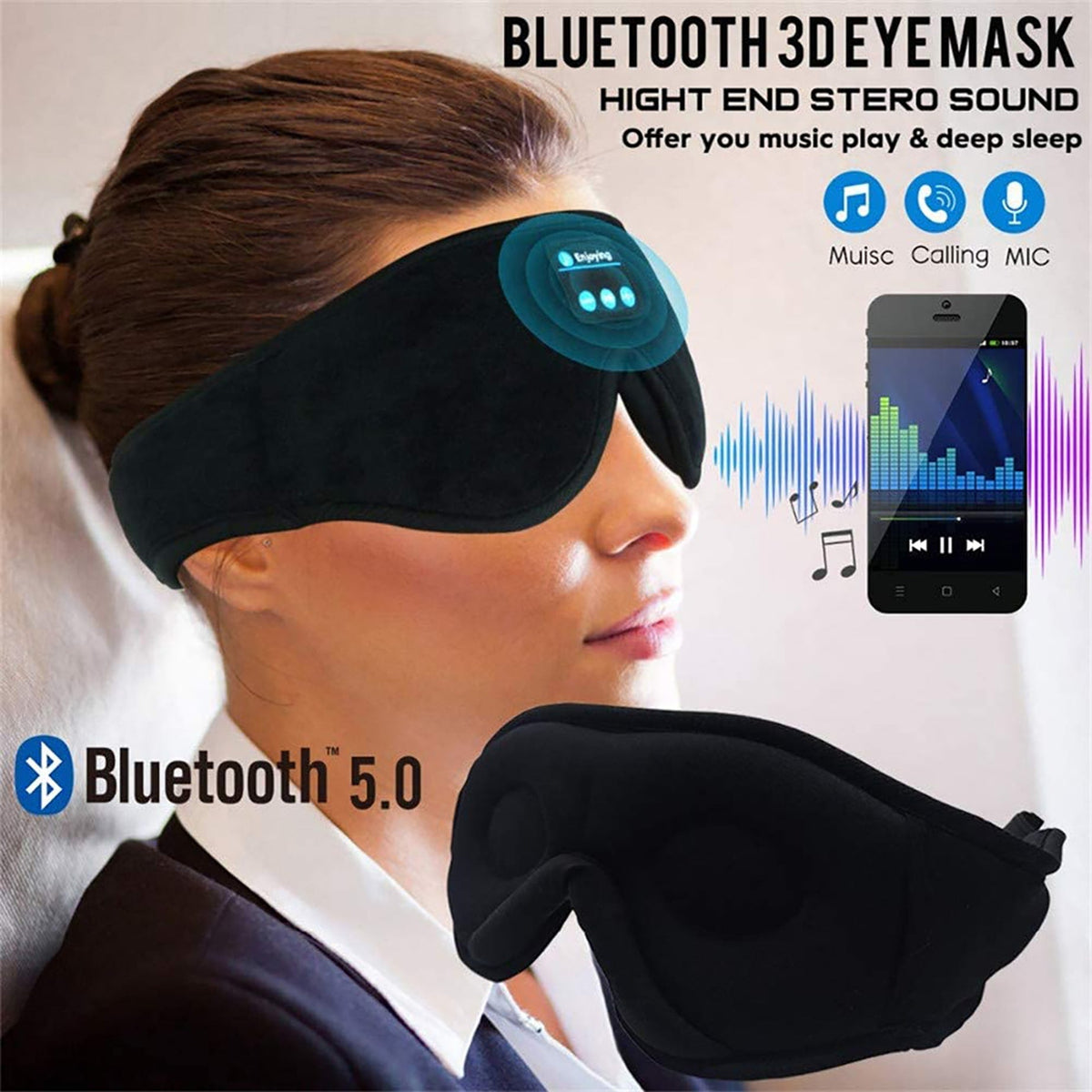 Bluetooth maska za spavanje s ugrađenim zvučnicima