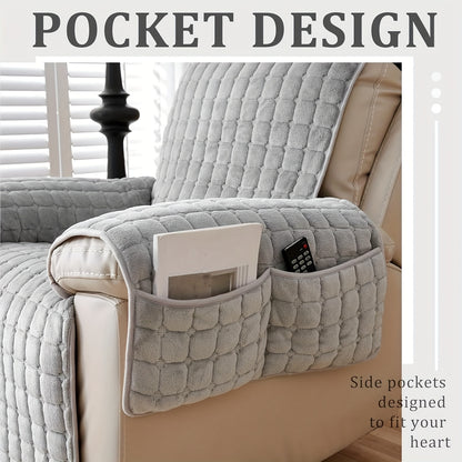 Protector de felpa para sillón con cubierta para reposabrazos