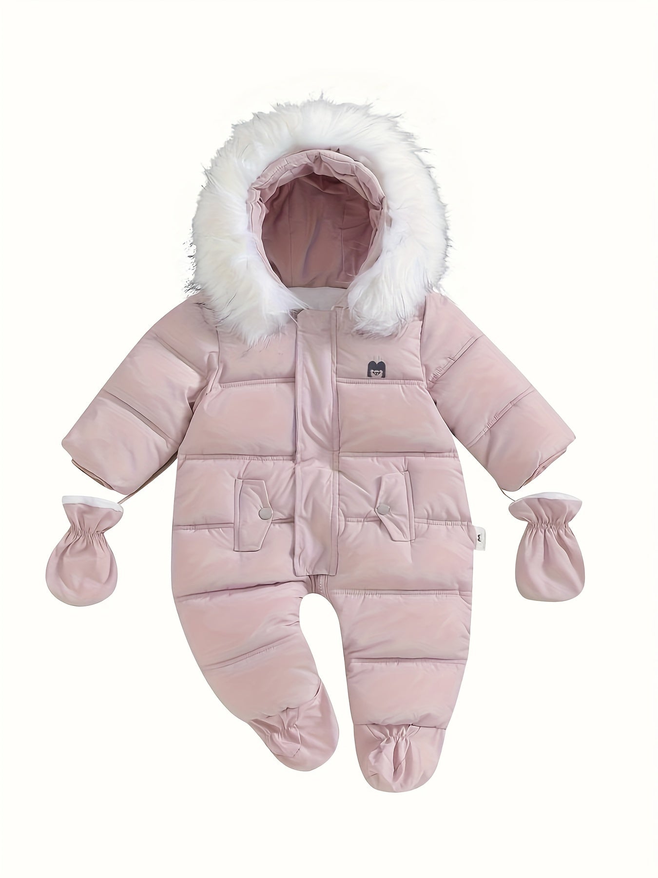 Mono de bebé Snowy: mono de invierno cálido con capucha para uso en exteriores
