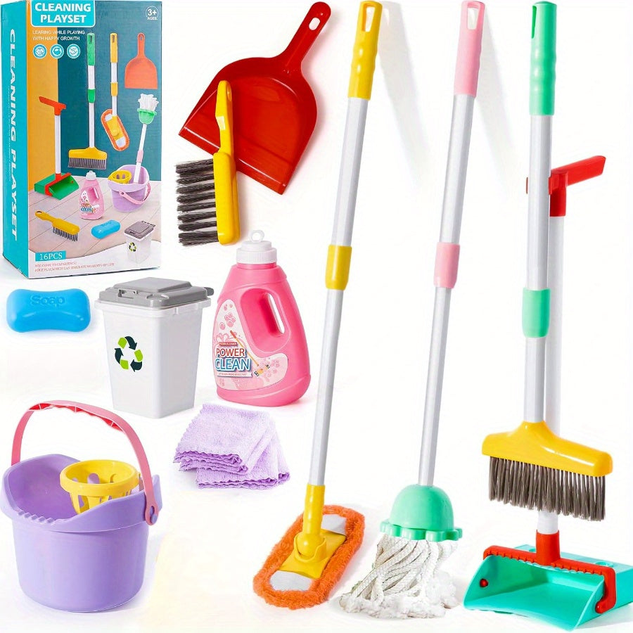 Set za čišćenje za djecu – podesivi mop, metla i lopatica