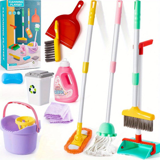 Set za čišćenje za djecu – podesivi mop, metla i lopatica