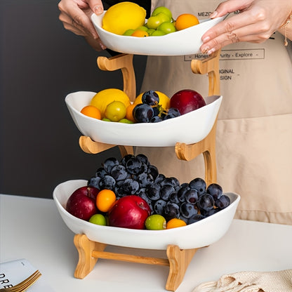 Cesto de fruta com vários níveis e compartimentos de arrumação