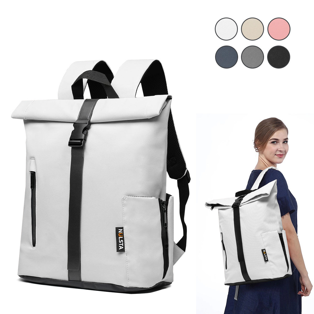 Mochila enrollable ligera con varios compartimentos