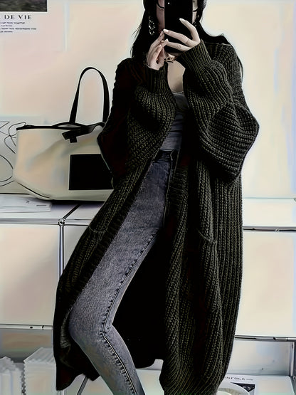 Damen Longline Strickcardigan mit Taschen