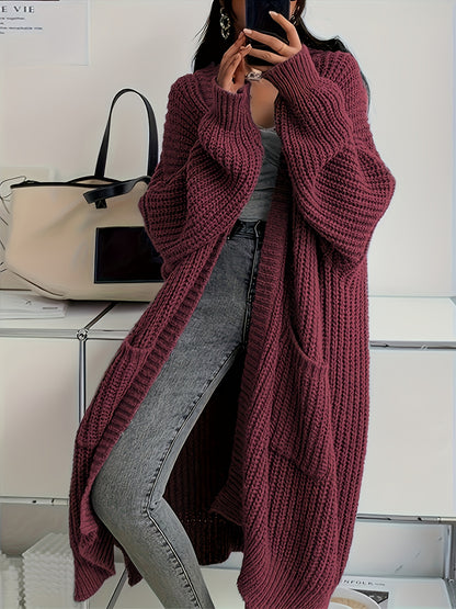 Damen Longline Strickcardigan mit Taschen