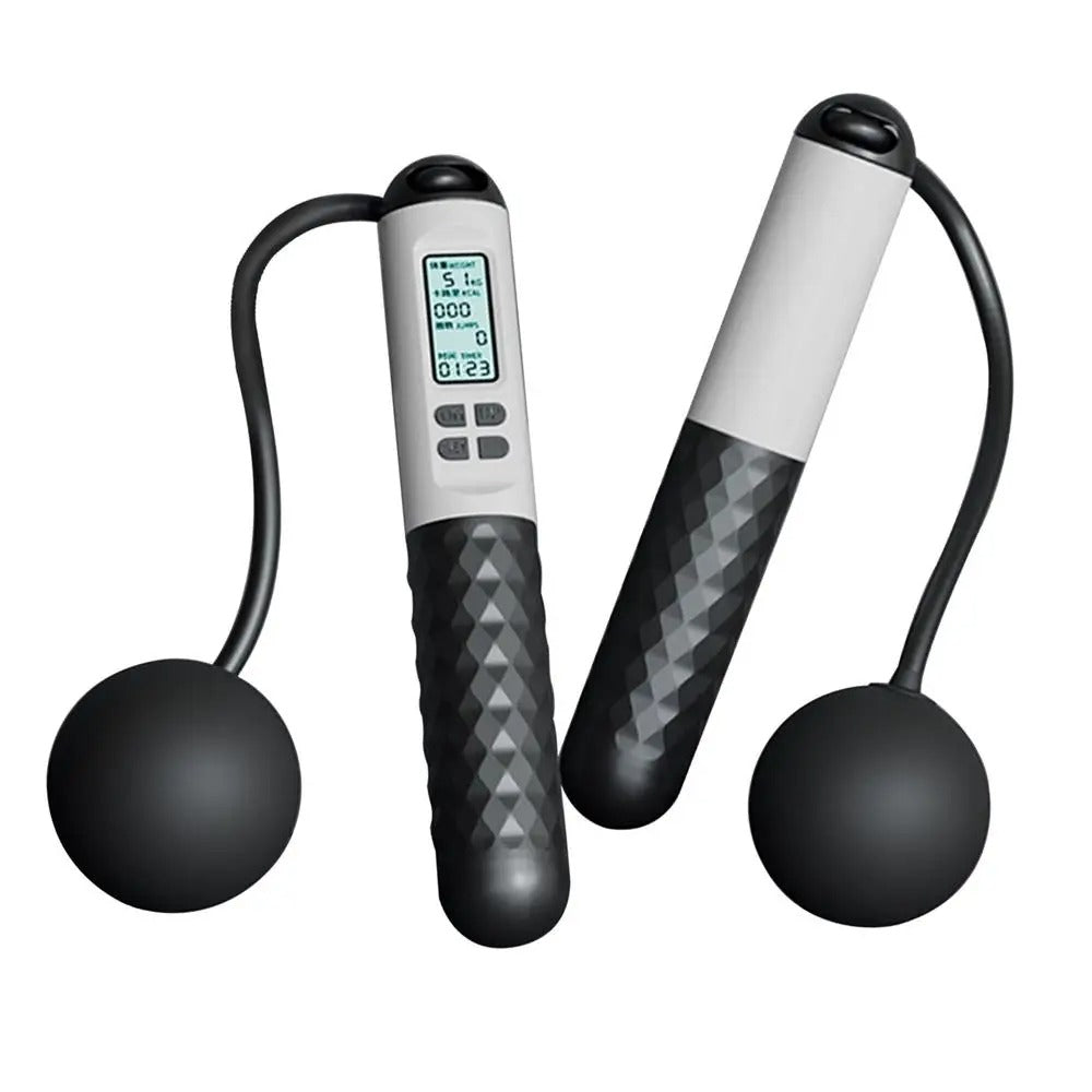Corda de saltar sem fios com contador digital e bola com peso para treino de fitness
