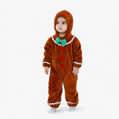 Fato-macaco infantil de gengibre com capuz