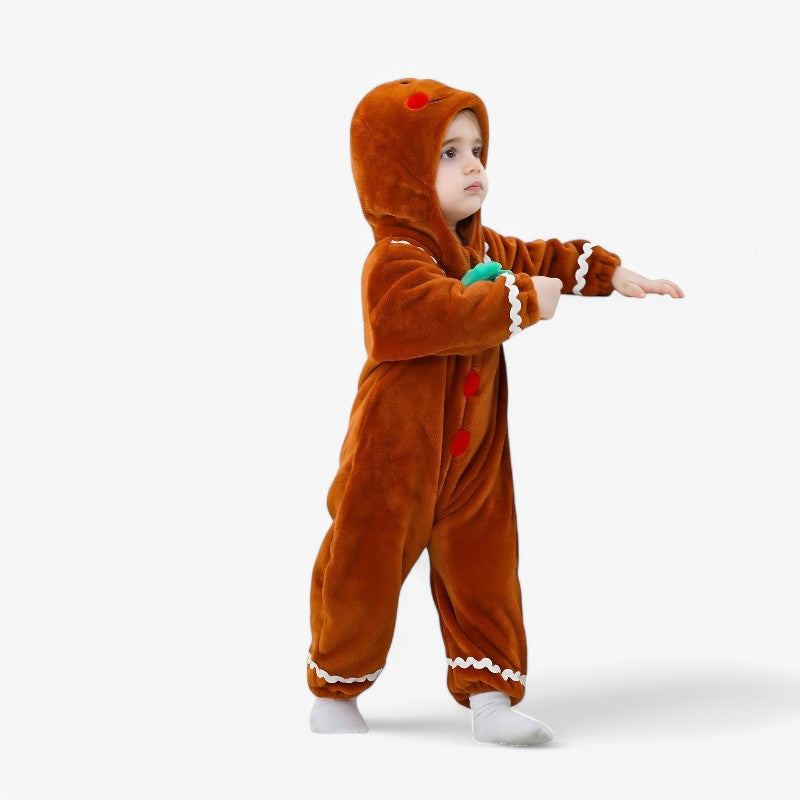 Fato-macaco infantil de gengibre com capuz