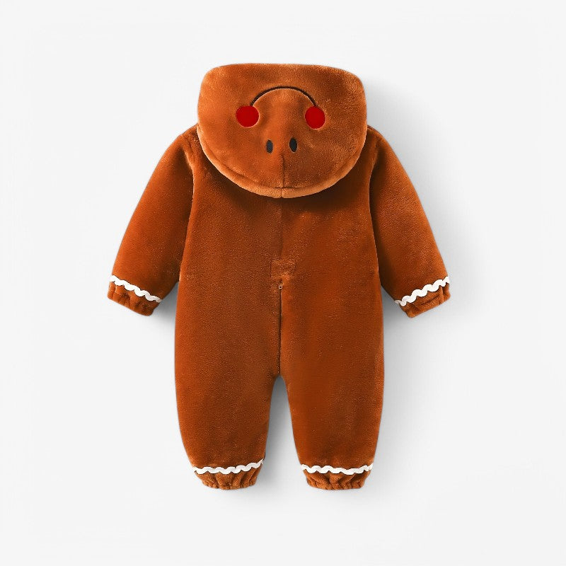 Fato-macaco infantil de gengibre com capuz