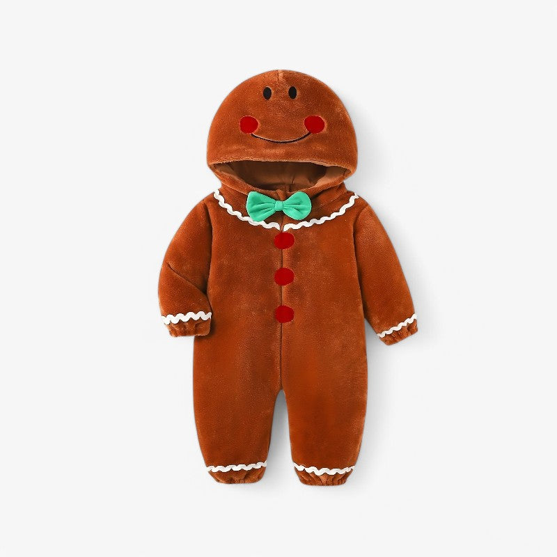 Fato-macaco infantil de gengibre com capuz