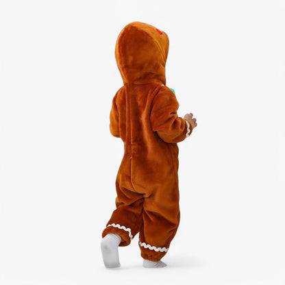 Fato-macaco infantil de gengibre com capuz